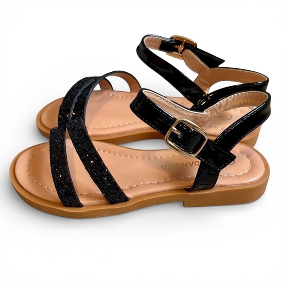 NWOT PandaNinja Toddler Girl Black Sparkly Sandals Size 11 - Picture 7 of 8